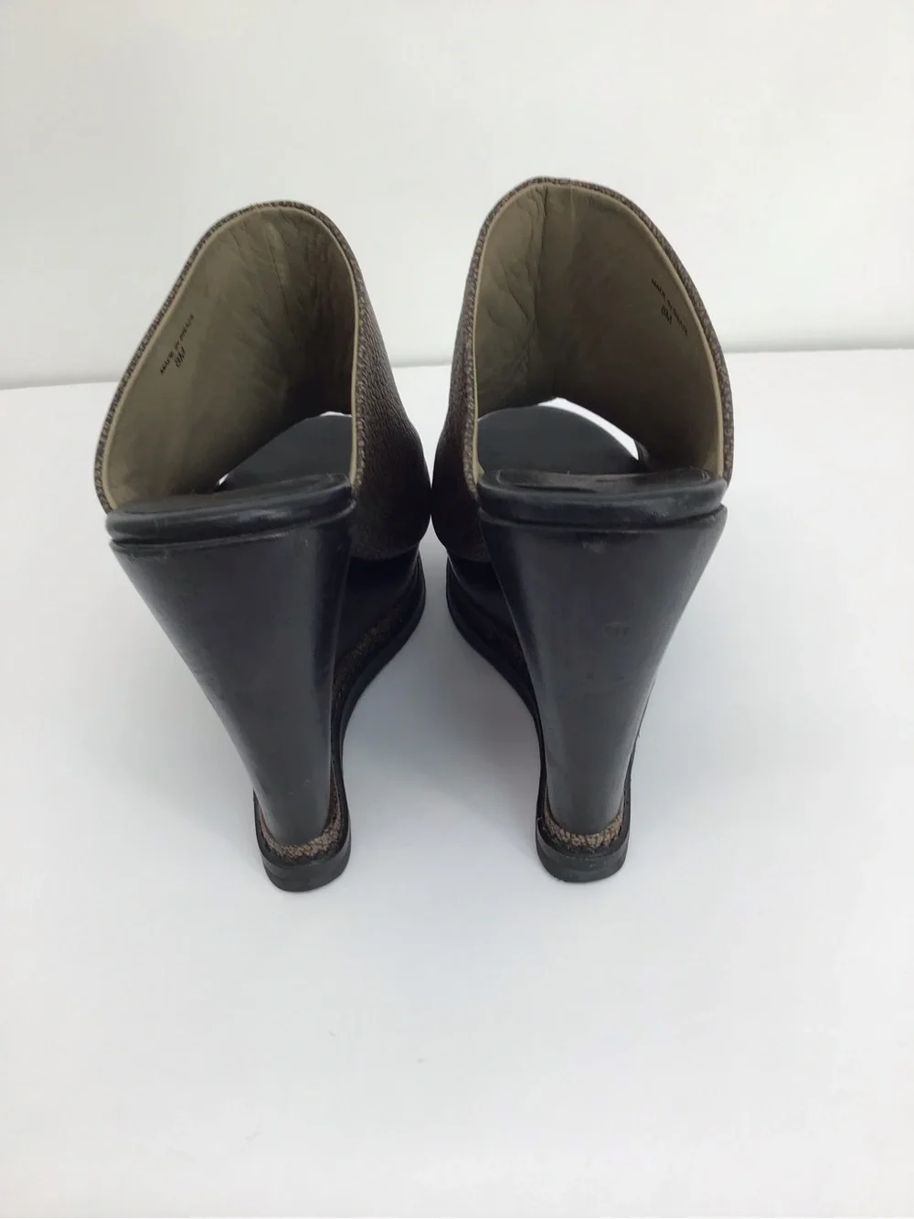 Diane Von Furstenberg Odessa Leather Platform Wedge Pebble Brown Size 8